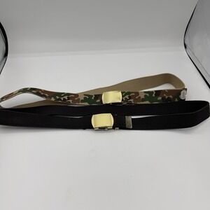 Lot of 2 Military Web Belt Cotton Canvas Adjustable Webbed Belts  Size M/L
